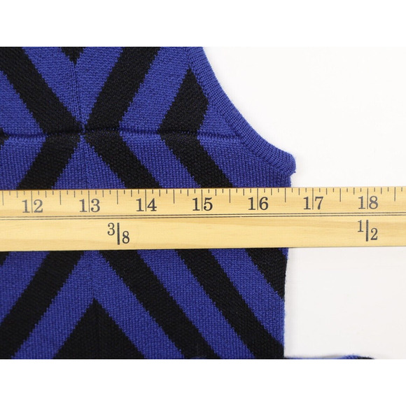 Alice+Olivia Women's Retro Mini Sweater Dress Geometric Blue Black Wool Sz M - Picture 4 of 8